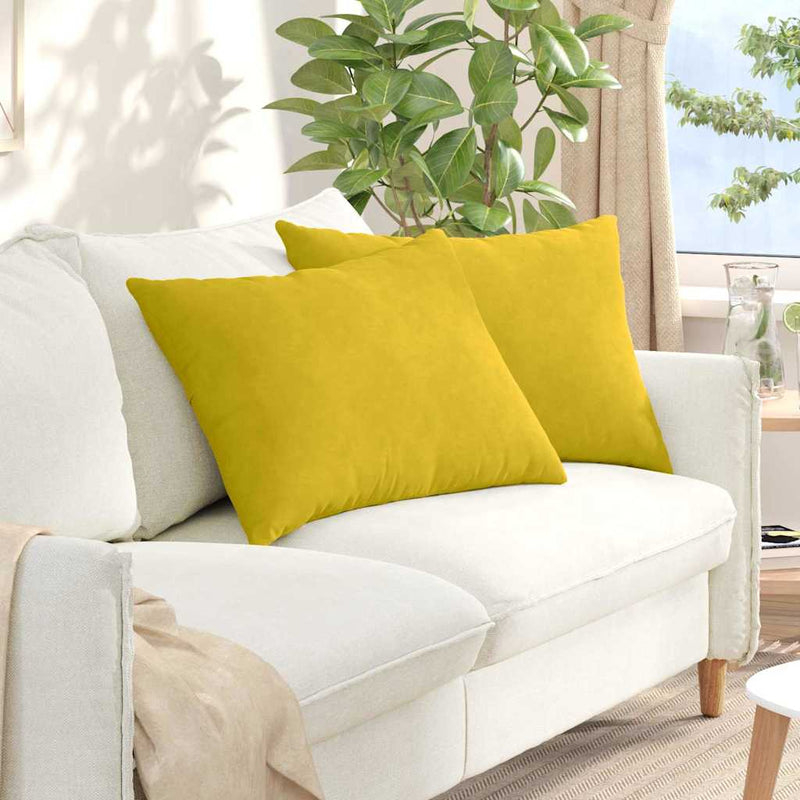 Afbeelding laden in galerijviewer, Vidaxl sofa kussens 2 stuks geel 70 x 50 cm cordstof
