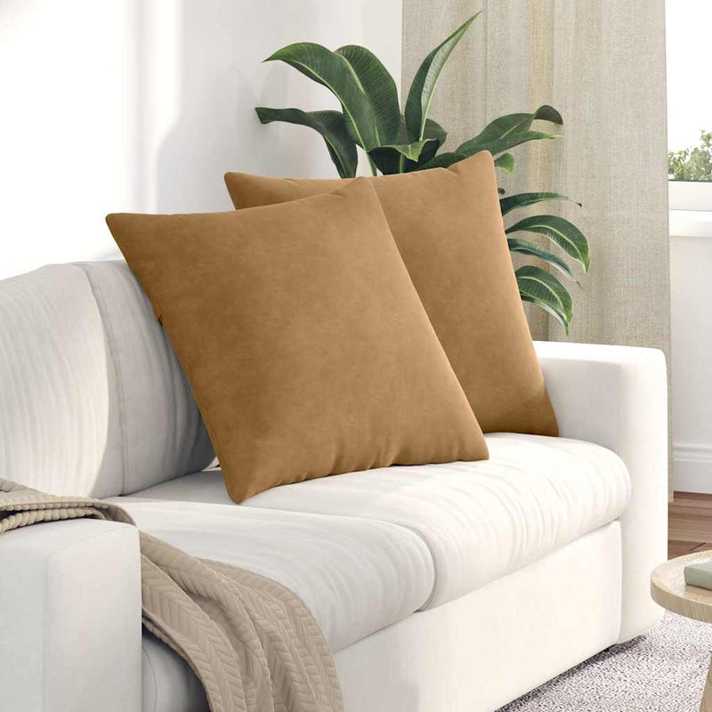 Afbeelding laden in galerijviewer, Vidaxl sofa kussens 2 stuks bruin 80 x 80 cm cordstof
