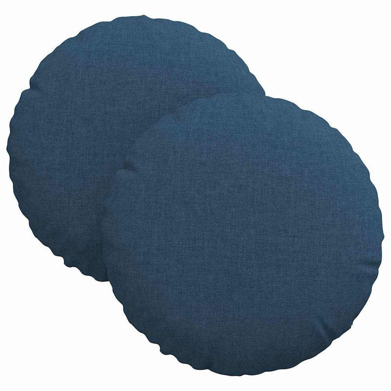 Afbeelding laden in galerijviewer, Vidaxl zitkussens 2 pcs blauw ø30 x 13 cm stof
