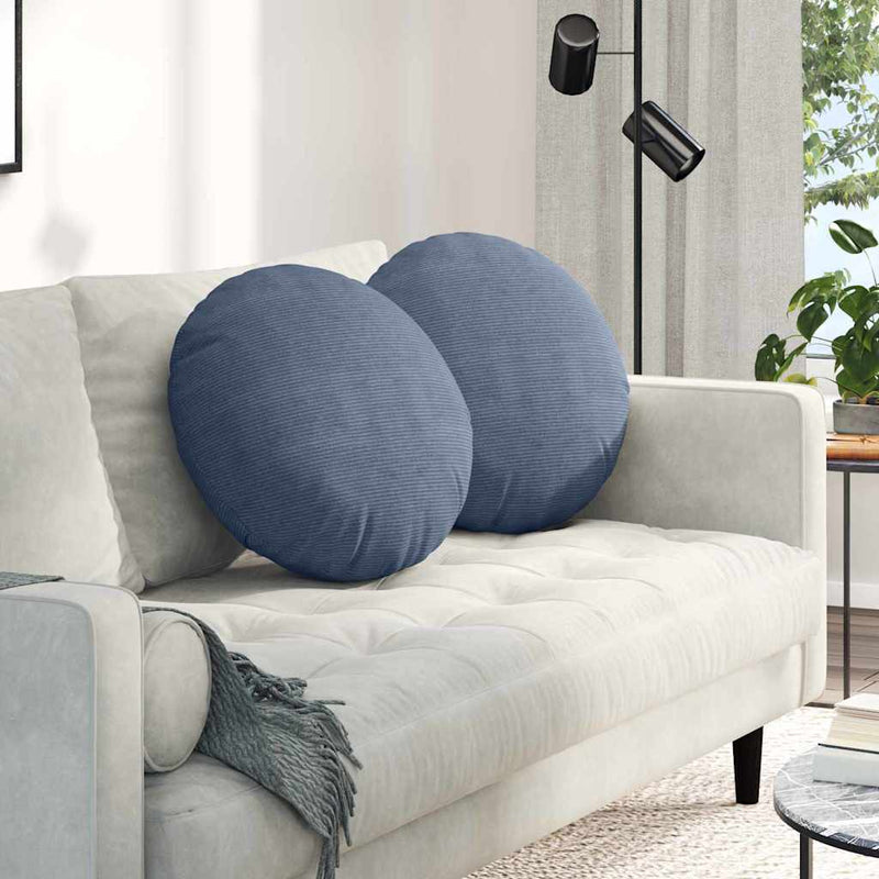 Chargez l'image dans la visionneuse de la galerie, Vidaxl zitkussens 2 pcs blauw ø 50 cm katoen stof
