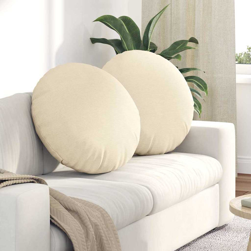 Afbeelding laden in galerijviewer, Vidaxl zitkussens 2 pcs crème ø 60 cm katoen stof
