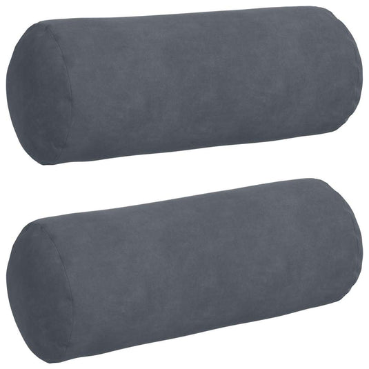 Vidaxl bolster kussens 2 stuks donkergrijs ø 15 x 40 cm cordstof