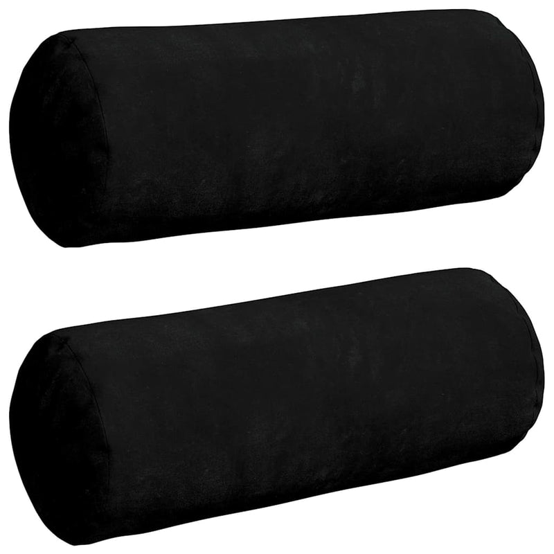 Chargez l'image dans la visionneuse de la galerie, Vidaxl bolster kussens 2 stuks zwart ø 15 x 40 cm microvezel stof

