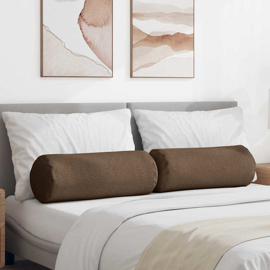 Vidaxl bolster kussens 2 stuks bruin ø 25 x 70 cm stof