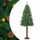 Vidaxl slanke kerstboom groen 210 cm pvc en massief dennenhout