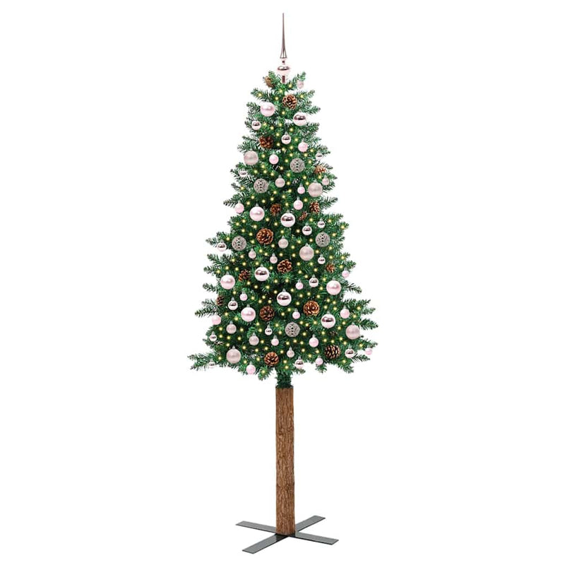 ギャラリービューアに画像をロードする, Vidaxl slanke kerstboom groen 210 cm pvc en massief dennenhout
