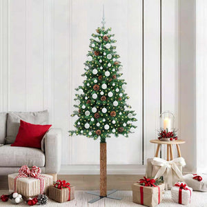 Vidaxl slanke kerstboom groen 210 cm pvc en massief dennenhout