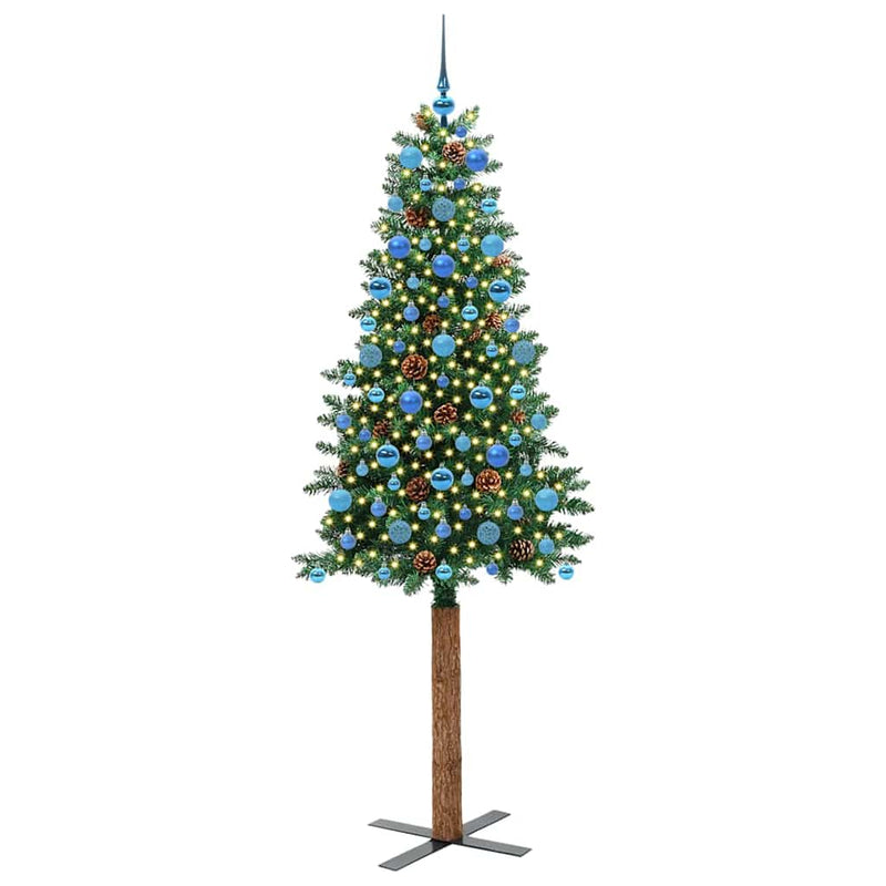 ギャラリービューアに画像をロードする, Vidaxl slanke kerstboom groen 210 cm pvc en massief dennenhout
