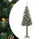 Vidaxl slanke kerstboom groen 150 cm pvc en massief dennenhout