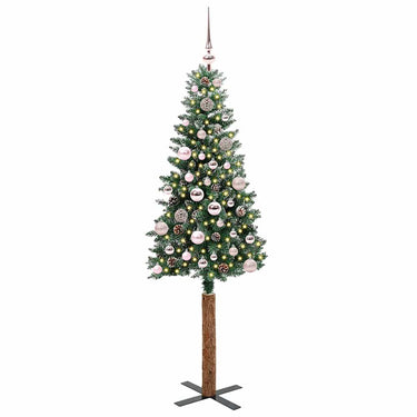 Vidaxl slanke kerstboom groen 150 cm pvc en massief dennenhout