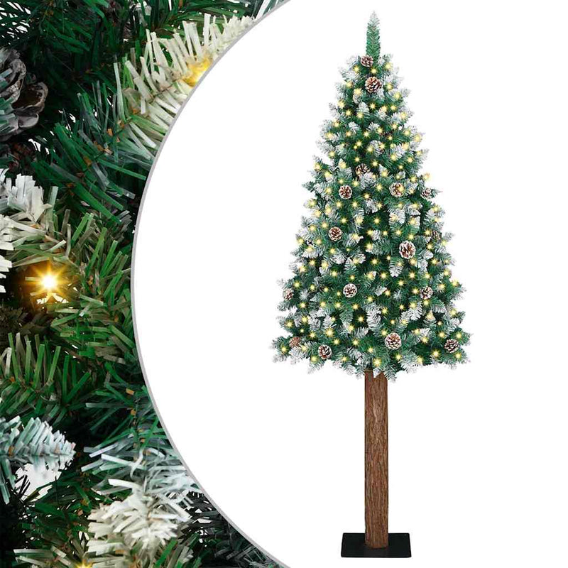 Afbeelding laden in galerijviewer, Vidaxl slanke kerstboom groen 180 cm pvc en massief dennenhout
