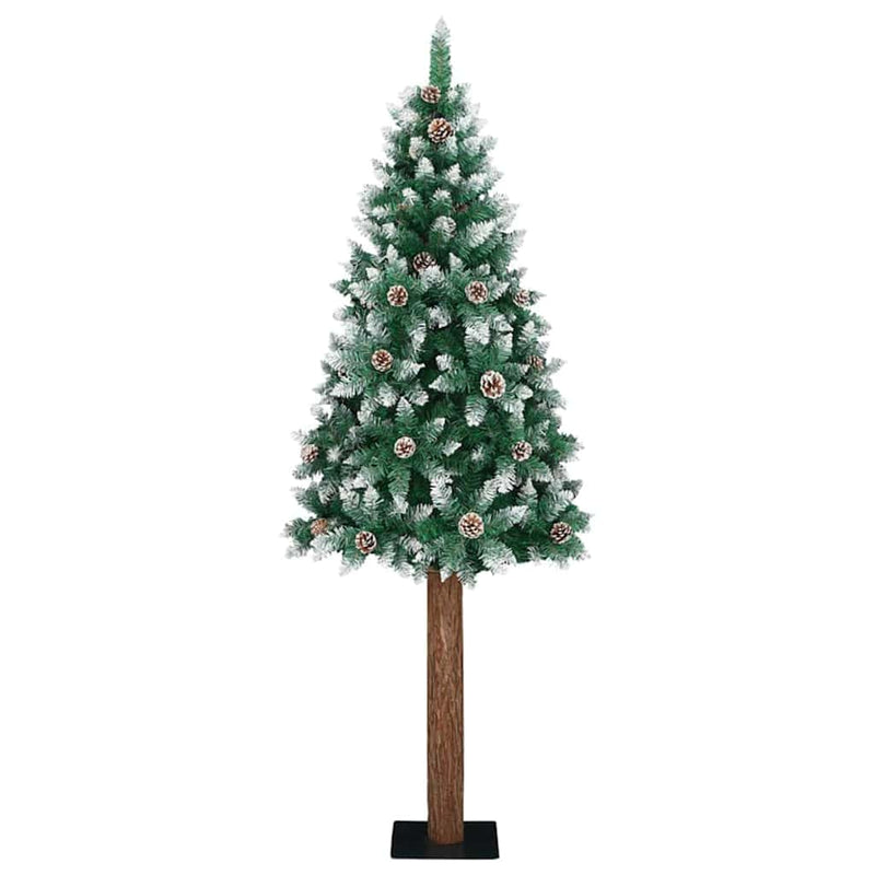 Afbeelding laden in galerijviewer, Vidaxl slanke kerstboom groen 180 cm pvc en massief dennenhout

