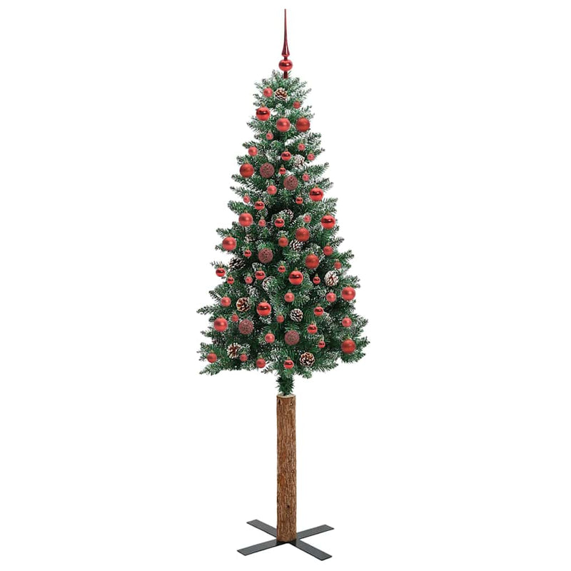 ギャラリービューアに画像をロードする, Vidaxl slanke kerstboom groen 180 cm pvc en massief dennenhout
