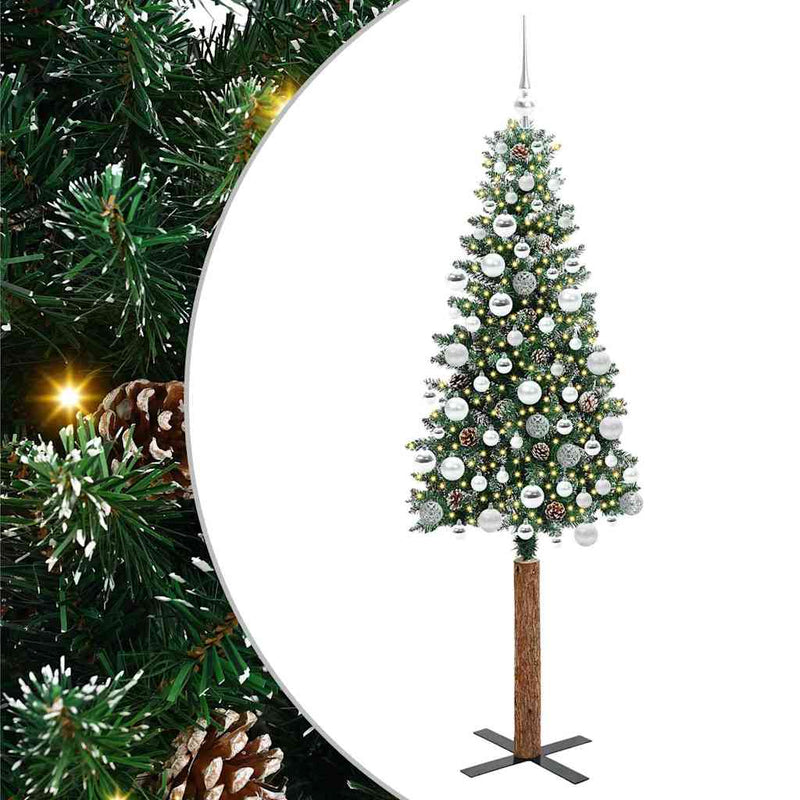 ギャラリービューアに画像をロードする, Vidaxl slanke kerstboom groen 180 cm pvc en massief dennenhout
