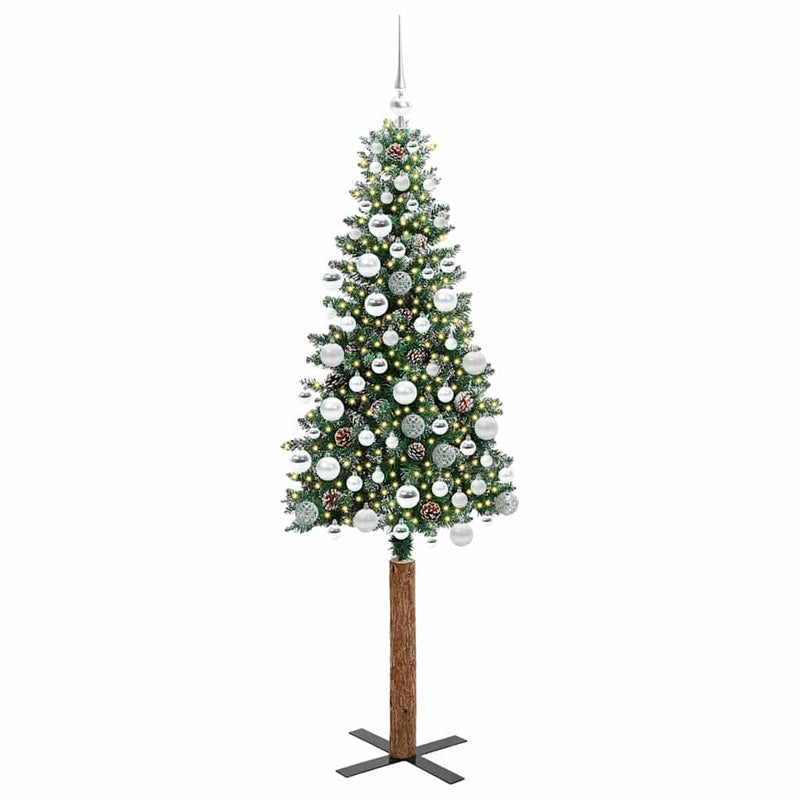 ギャラリービューアに画像をロードする, Vidaxl slanke kerstboom groen 180 cm pvc en massief dennenhout
