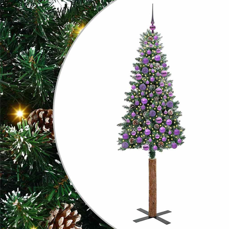 ギャラリービューアに画像をロードする, Vidaxl slanke kerstboom groen 180 cm pvc en massief dennenhout
