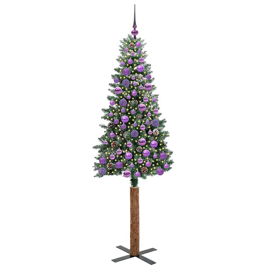 Vidaxl slanke kerstboom groen 180 cm pvc en massief dennenhout