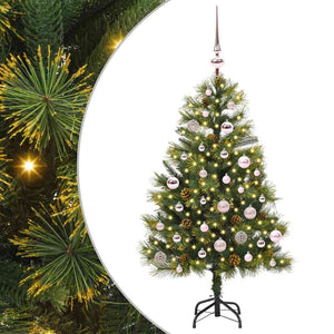 Vidaxl kunstmatige scharnier kerstboom met cones groen 150 cm