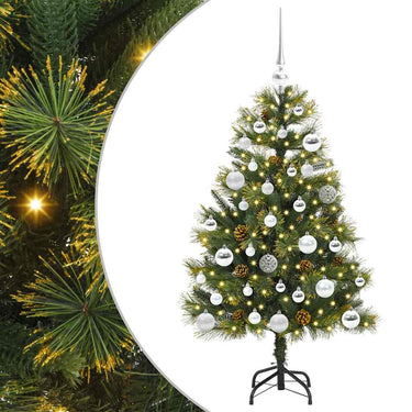 Vidaxl kunstmatige scharnier kerstboom met cones groen 150 cm