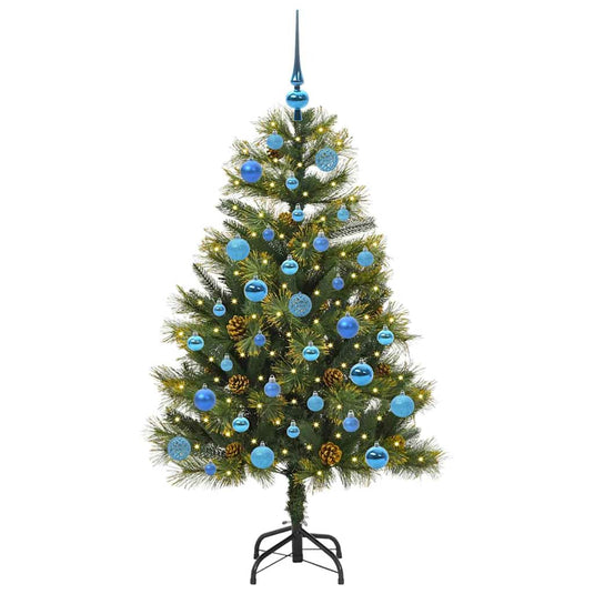 Vidaxl kunstmatige scharnier kerstboom met cones groen 150 cm