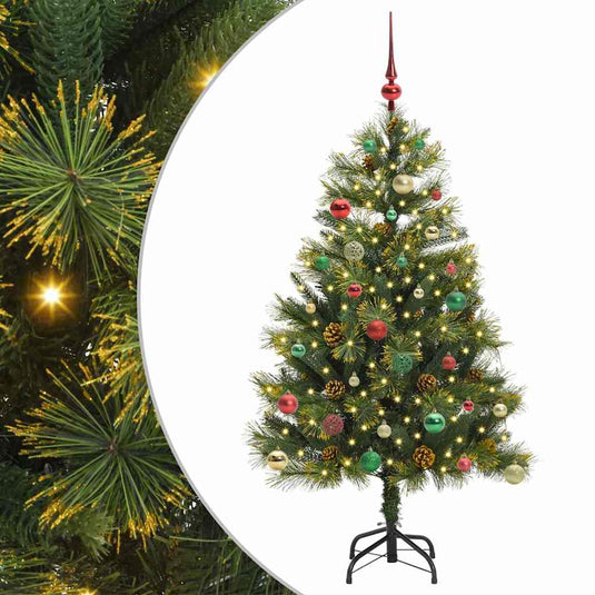 Vidaxl kunstmatige scharnier kerstboom met cones groen 150 cm