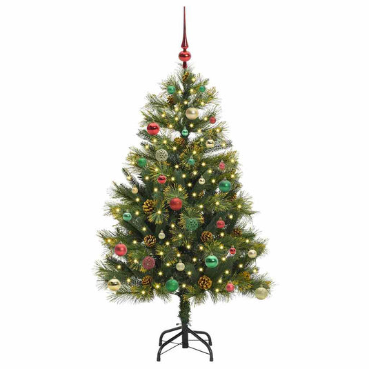 Vidaxl kunstmatige scharnier kerstboom met cones groen 150 cm