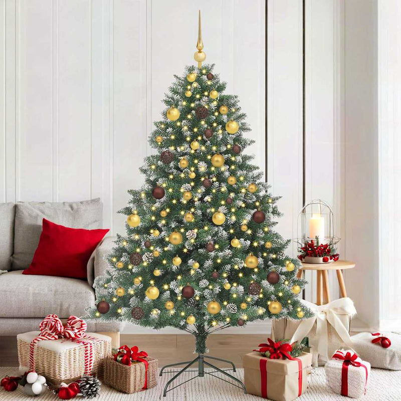 Afbeelding laden in galerijviewer, Vidaxl kunstkerstboom met 300 led groen 180 cm pvc en plastic en staal
