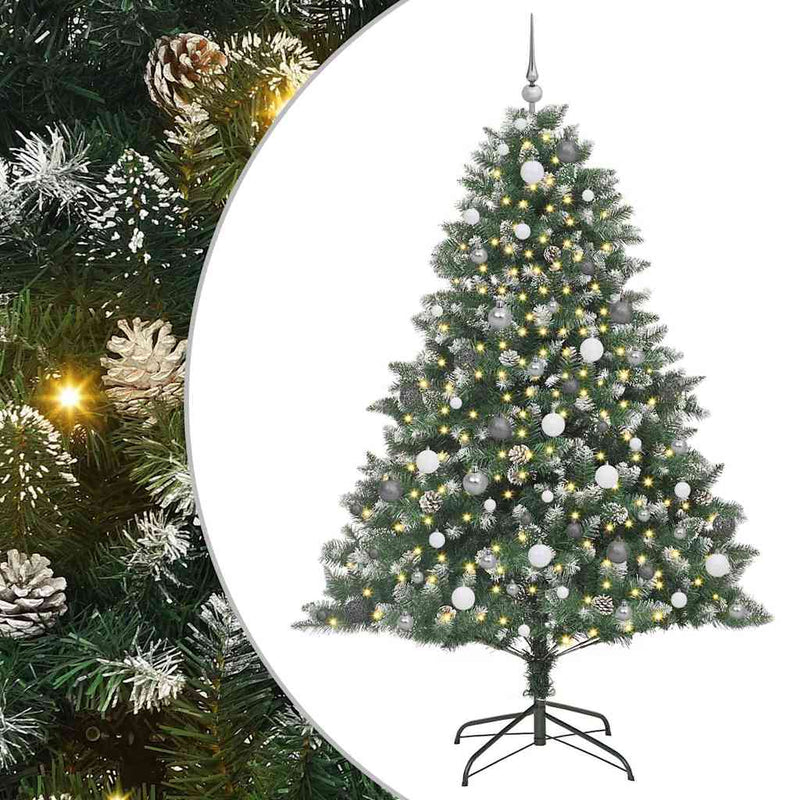 Afbeelding laden in galerijviewer, Vidaxl kunstkerstboom met 300 led groen 210 cm pvc en plastic en staal
