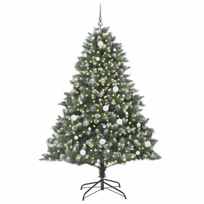 Afbeelding laden in galerijviewer, Vidaxl kunstkerstboom met 300 led groen 210 cm pvc en plastic en staal

