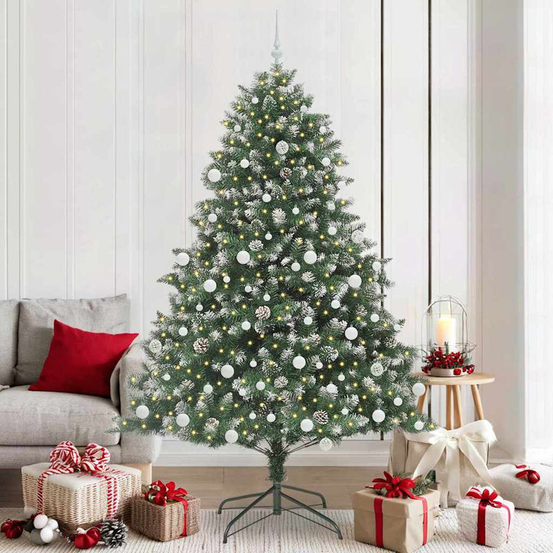 Afbeelding laden in galerijviewer, Vidaxl kunstkerstboom met 300 led groen 210 cm pvc en plastic en staal
