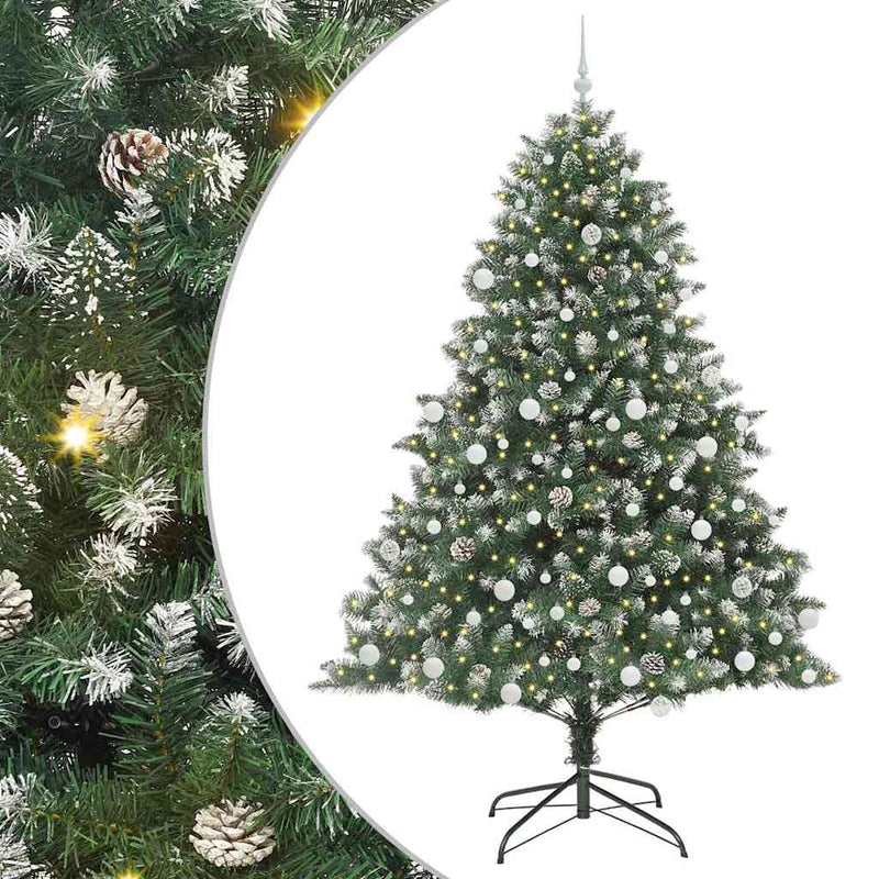 Afbeelding laden in galerijviewer, Vidaxl kunstkerstboom met 300 led groen 210 cm pvc en plastic en staal
