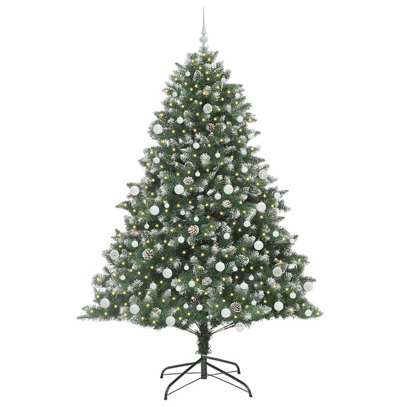 Afbeelding laden in galerijviewer, Vidaxl kunstkerstboom met 300 led groen 210 cm pvc en plastic en staal
