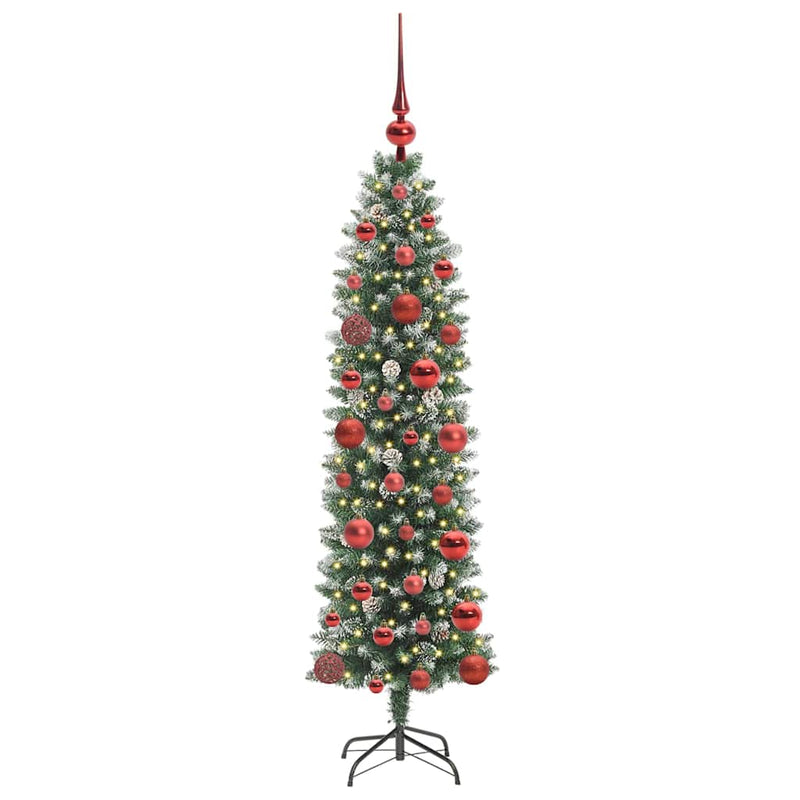ギャラリービューアに画像をロードする, Vidaxl kunstmatige slanke kerstboom met 150 led groen en wit 120 cm

