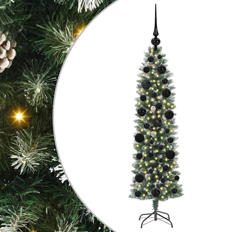 Afbeelding laden in galerijviewer, Vidaxl kunstmatige slanke kerstboom met 150 led groen en wit 120 cm
