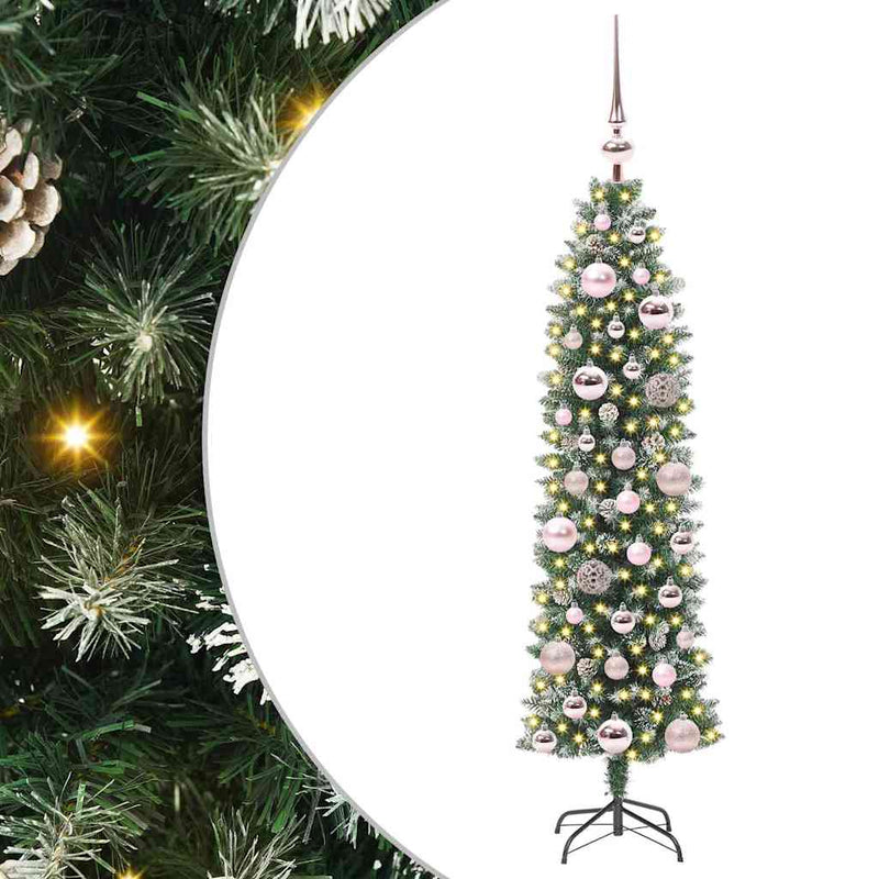 ギャラリービューアに画像をロードする, Vidaxl kunstmatige slanke kerstboom met 150 led groen en wit 120 cm
