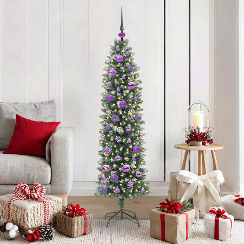 ギャラリービューアに画像をロードする, Vidaxl kunstmatige slanke kerstboom met 150 led groen en wit 150 cm
