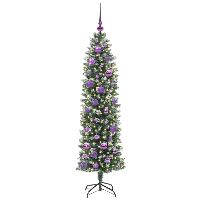 ギャラリービューアに画像をロードする, Vidaxl kunstmatige slanke kerstboom met 150 led groen en wit 150 cm
