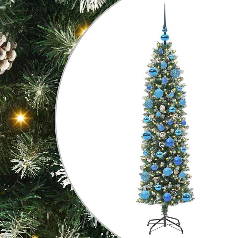 ギャラリービューアに画像をロードする, Vidaxl kunstmatige slanke kerstboom met 150 led groen en wit 150 cm
