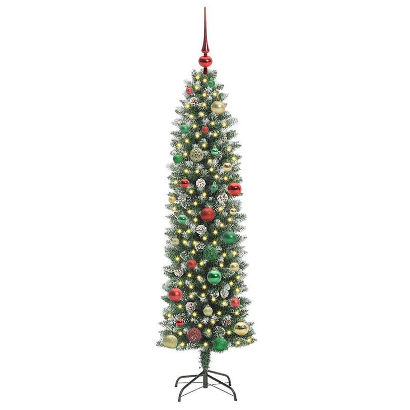 ギャラリービューアに画像をロードする, Vidaxl kunstmatige slanke kerstboom met 150 led groen en wit 150 cm
