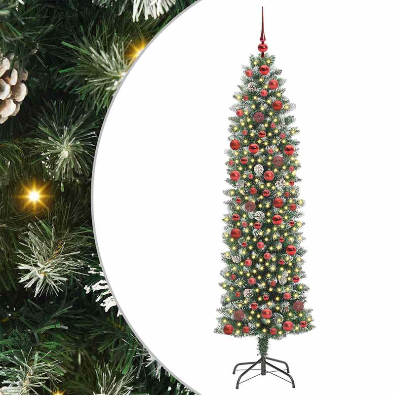 ギャラリービューアに画像をロードする, Vidaxl kunstmatige slanke kerstboom met 300 led groen en wit 180 cm

