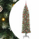 Vidaxl kunstmatige slanke kerstboom met 300 led groen en wit 180 cm