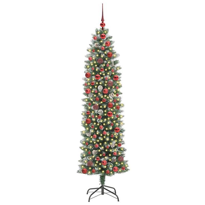 ギャラリービューアに画像をロードする, Vidaxl kunstmatige slanke kerstboom met 300 led groen en wit 180 cm
