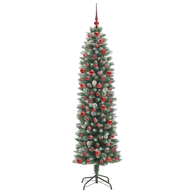 ギャラリービューアに画像をロードする, Vidaxl kunstmatige slanke kerstboom met 300 led groen en wit 180 cm
