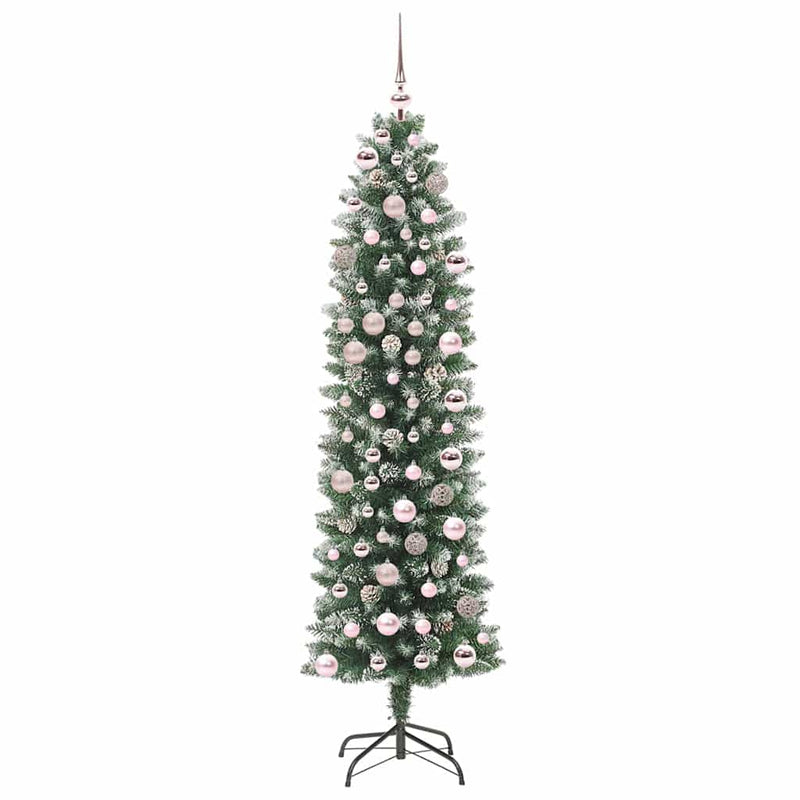 Afbeelding laden in galerijviewer, Vidaxl kunstmatige slanke kerstboom met 300 led groen en wit 180 cm
