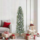 Vidaxl kunstmatige slanke kerstboom met 300 led groen en wit 180 cm