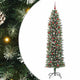 Vidaxl kunstmatige slanke kerstboom met 300 led groen en wit 210 cm