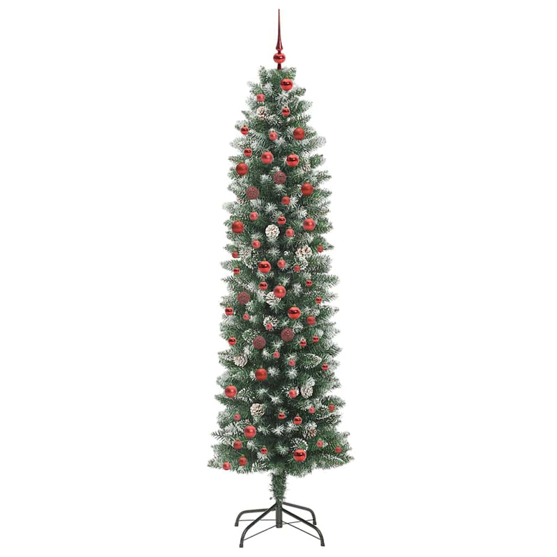 Afbeelding laden in galerijviewer, Vidaxl kunstmatige slanke kerstboom met 300 led groen en wit 210 cm
