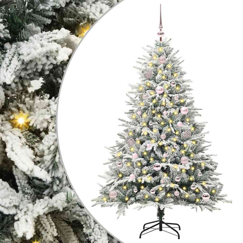 Afbeelding laden in galerijviewer, Vidaxl artificial pre-lit kerstboom met ballenset groen 150 cm
