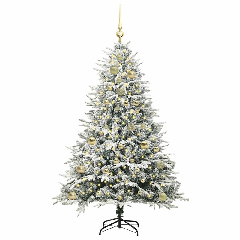 Afbeelding laden in galerijviewer, Vidaxl artificial pre-lit kerstboom met ballenset groen 150 cm
