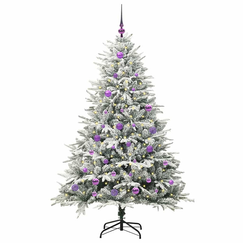 Afbeelding laden in galerijviewer, Vidaxl artificial pre-lit kerstboom met ballenset groen 150 cm

